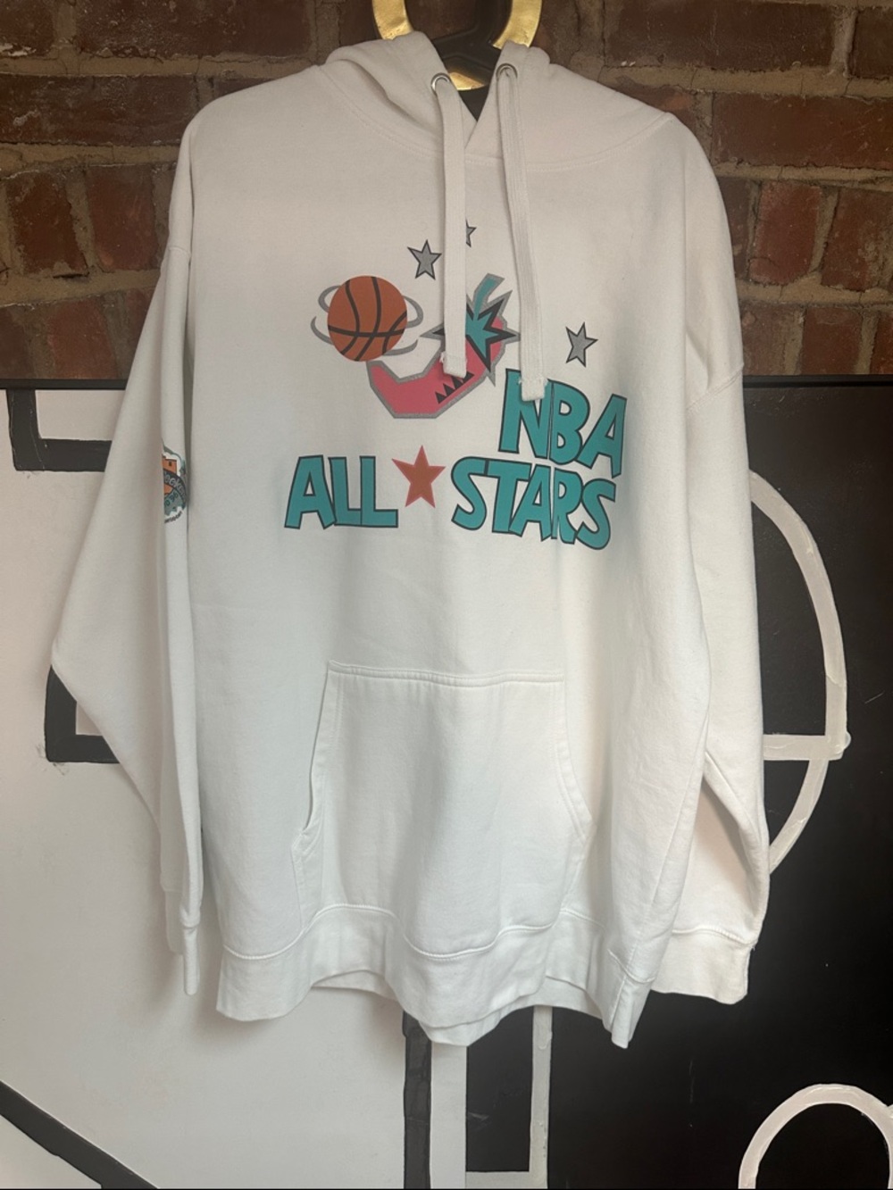 Mitchell & Ness White NBA All-Stars Hoodie with Teal and Orange Graphics